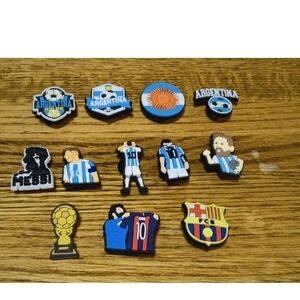 Messi  and Argentina Croc  And Barcelona Charms, Set Of 12